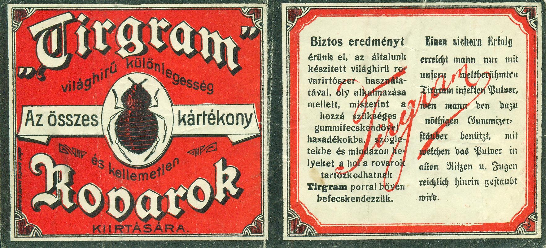 Tirgram rovarirtó (Magyar Kereskedelmi és Vendéglátóipari Múzeum CC BY-NC-SA)