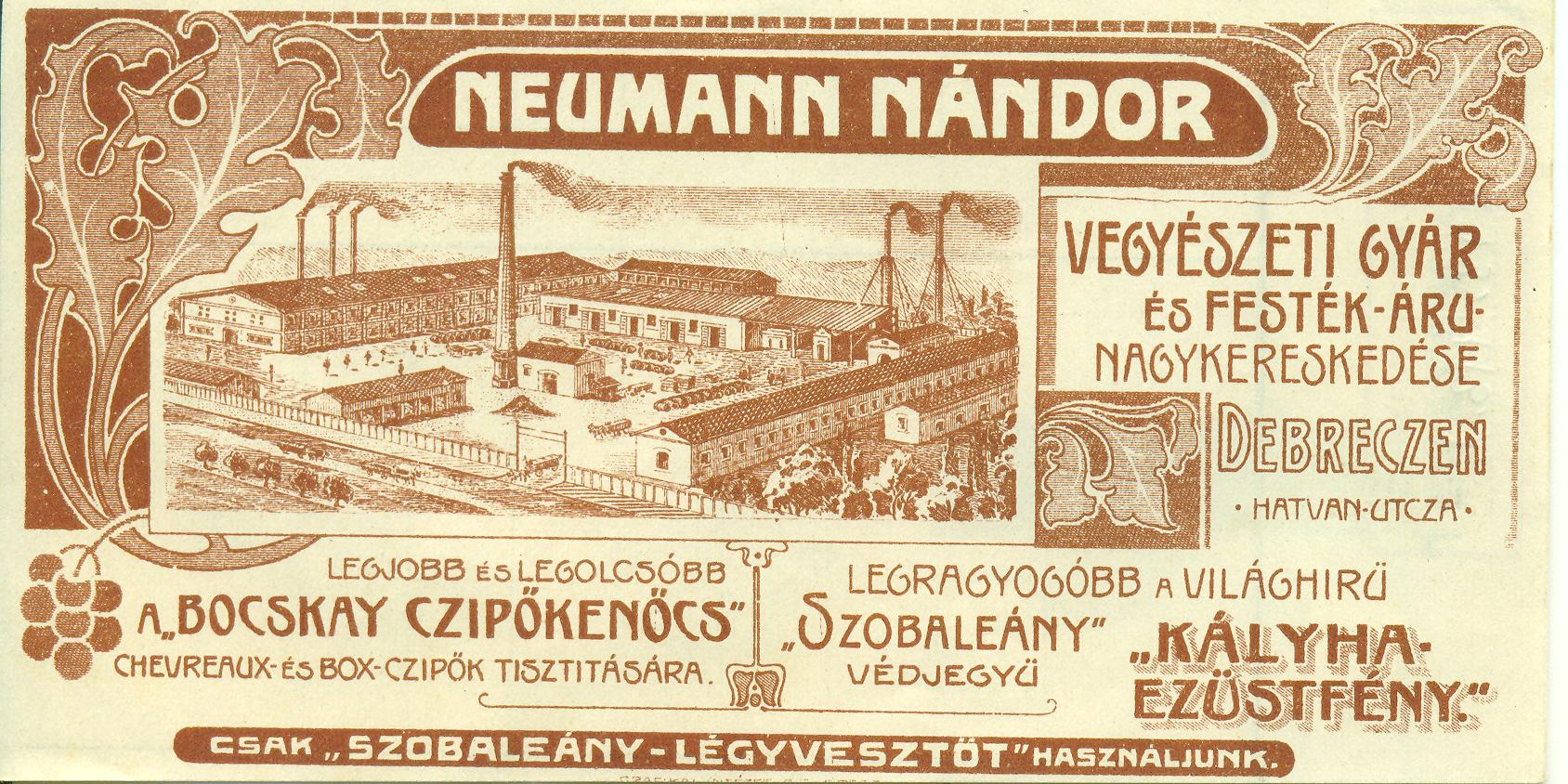 Neumann Nándor Vegyészeti Gyár és Festék-áru Nagykereskedése (Magyar Kereskedelmi és Vendéglátóipari Múzeum CC BY-NC-SA)