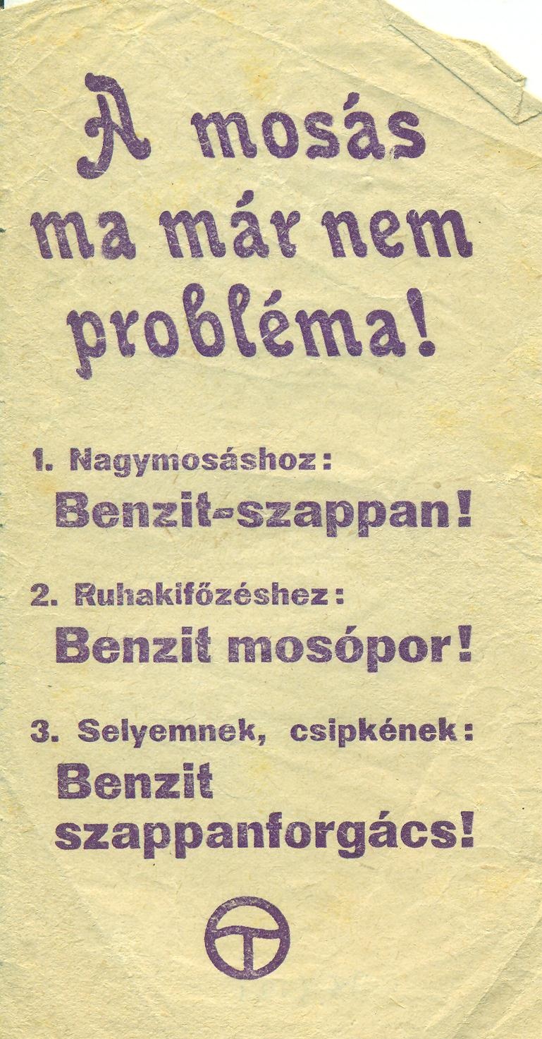 Benzit szappan, mosópor, szappanforgács (Magyar Kereskedelmi és Vendéglátóipari Múzeum CC BY-NC-SA)