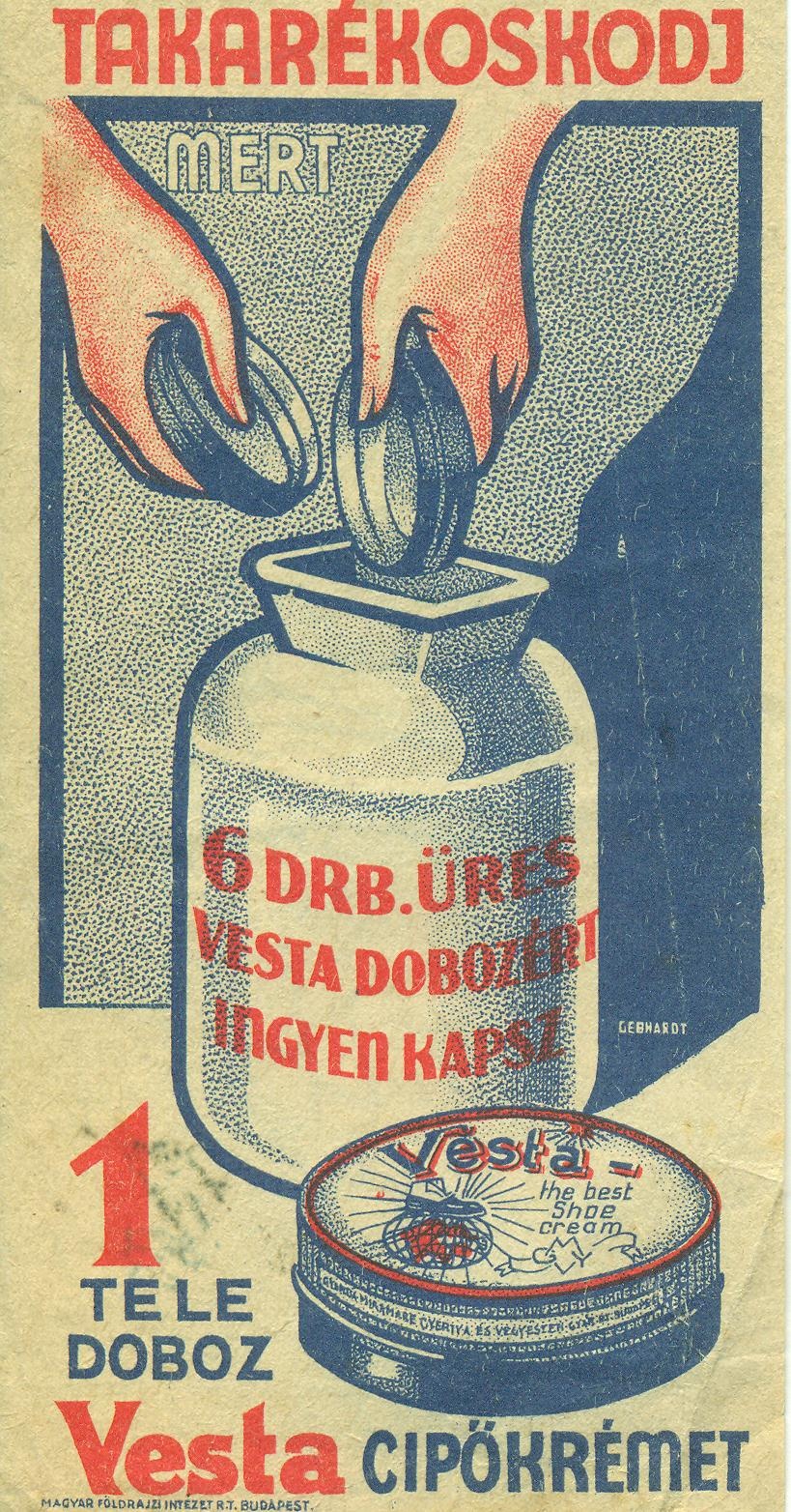 Vesta Cipőkrém (Magyar Kereskedelmi és Vendéglátóipari Múzeum CC BY-NC-SA)