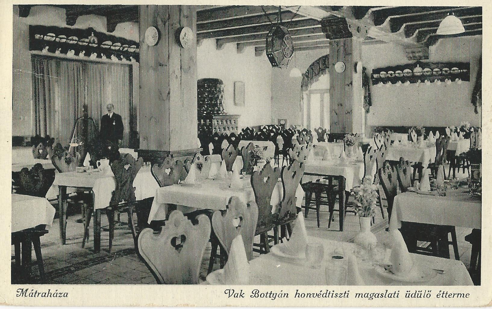 Vak Bottyán honvédtiszti magaslati üdülő étterme (Magyar Kereskedelmi és Vendéglátóipari Múzeum CC BY-NC-SA)