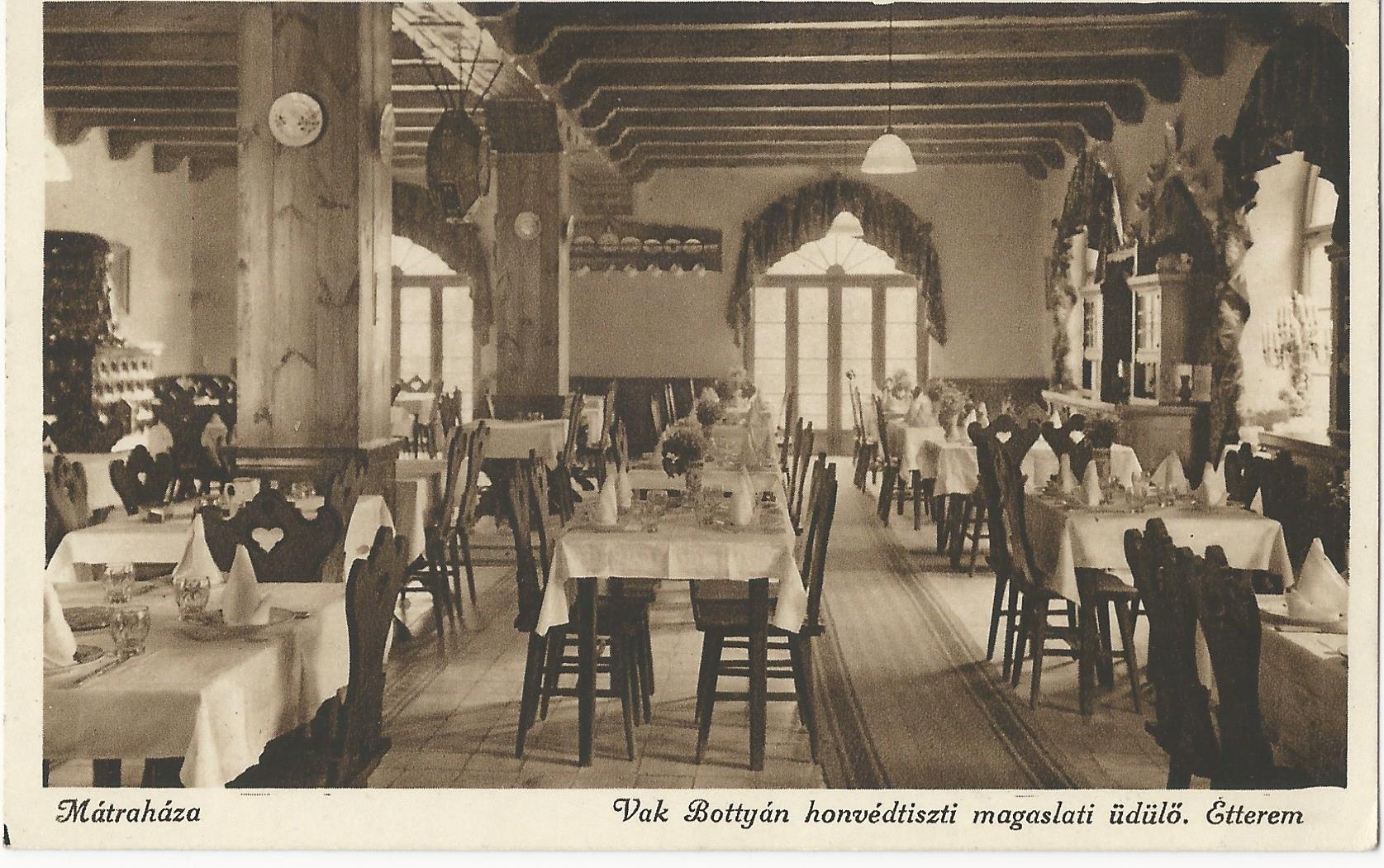 Vak Bottyán honvédtiszti magaslati üdülő étterme (Magyar Kereskedelmi és Vendéglátóipari Múzeum CC BY-NC-SA)