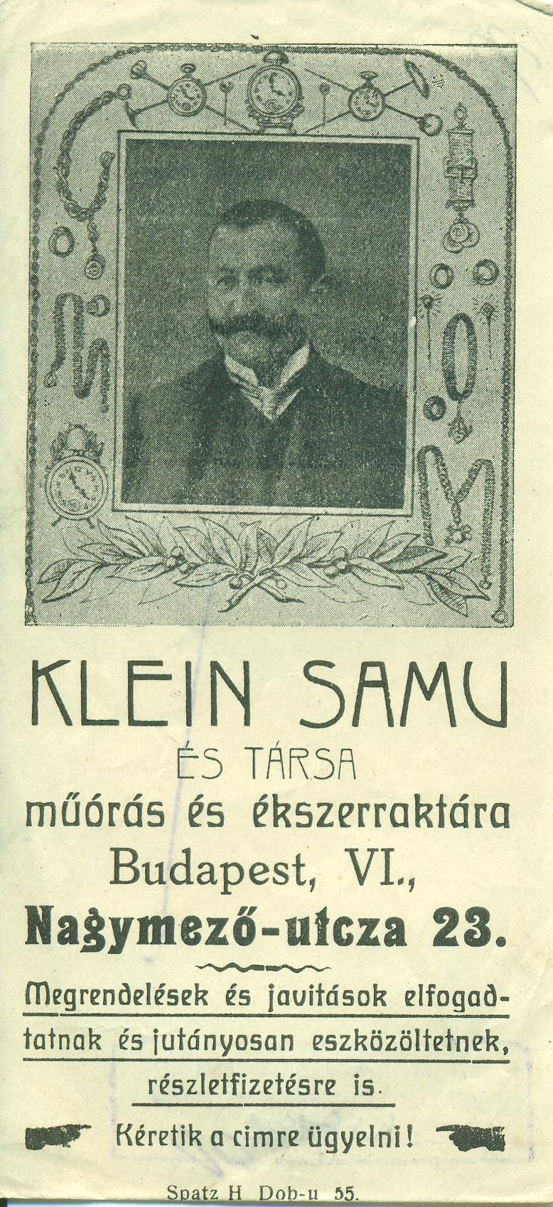 KLEIN SAMU ÉS TÁRSA MŰÓRÁS-és ÉKSZERRAKTÁRA (Magyar Kereskedelmi és Vendéglátóipari Múzeum CC BY-NC-SA)