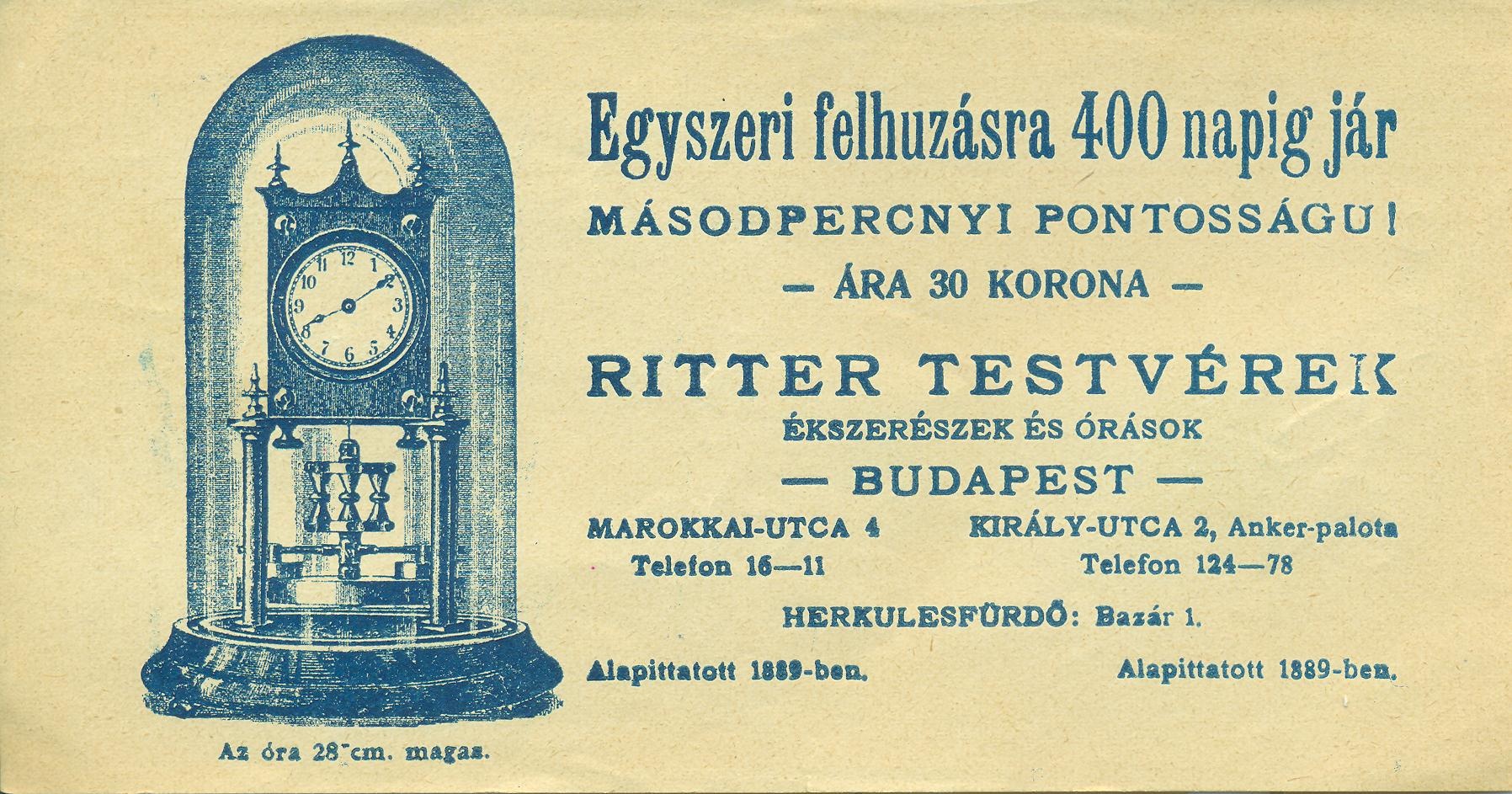 RITTER TESTVÉREK ÉKSZERÉSZEK ÉS ÓRÁSOK (Magyar Kereskedelmi és Vendéglátóipari Múzeum CC BY-NC-SA)