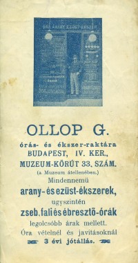 OLLOP G. órás- és ékszer-raktára