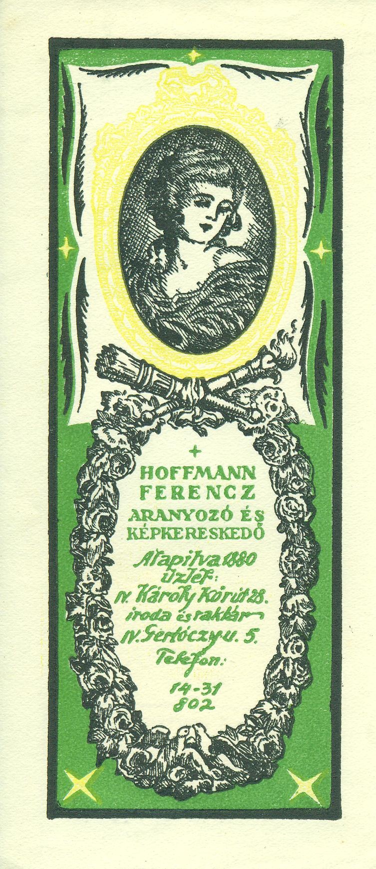HOFFMANN FERENCZ ARANYOZÓ ÉS KÉPKERESKEDŐ (Magyar Kereskedelmi és Vendéglátóipari Múzeum CC BY-NC-SA)