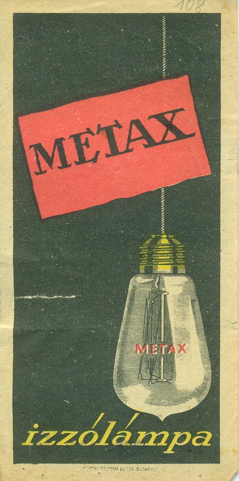 METAX IZZÓLÁMPA (Magyar Kereskedelmi és Vendéglátóipari Múzeum CC BY-NC-SA)