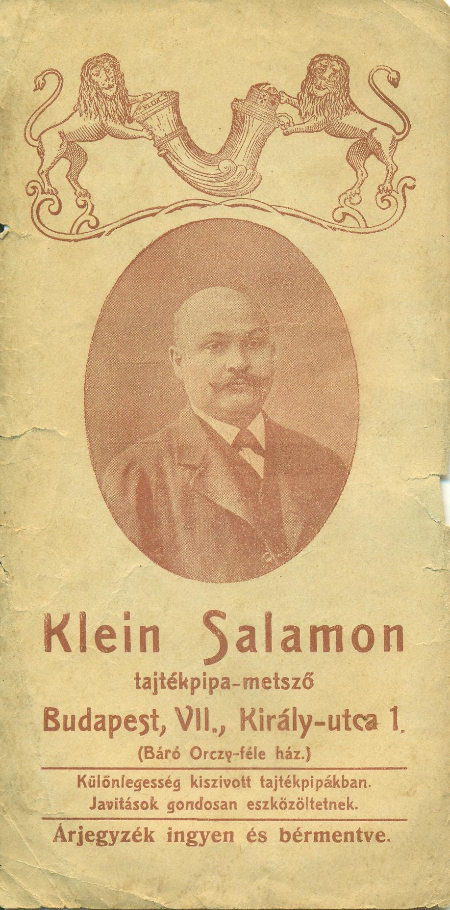 Klein Salamon tajtékpipa-metsző (Magyar Kereskedelmi és Vendéglátóipari Múzeum CC BY-NC-SA)