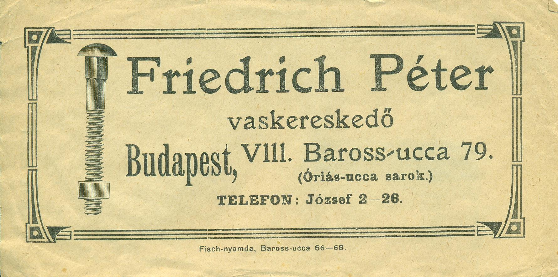 Friedrich Péter vaskereskedő (Magyar Kereskedelmi és Vendéglátóipari Múzeum CC BY-NC-SA)
