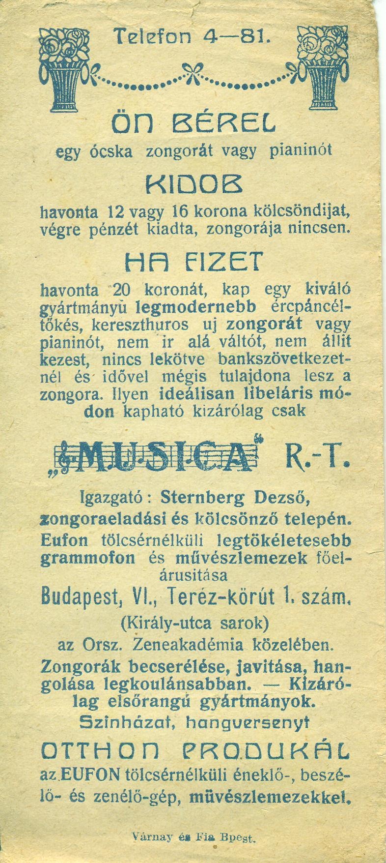 MUSICA R.-T. (Magyar Kereskedelmi és Vendéglátóipari Múzeum CC BY-NC-SA)
