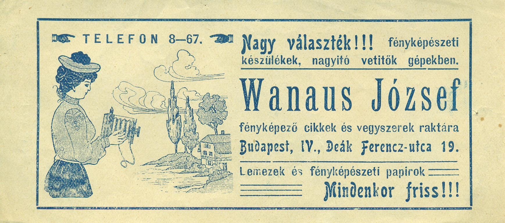 Wanaus József fényképező cikkek és vegyszerek raktára (Magyar Kereskedelmi és Vendéglátóipari Múzeum CC BY-NC-SA)