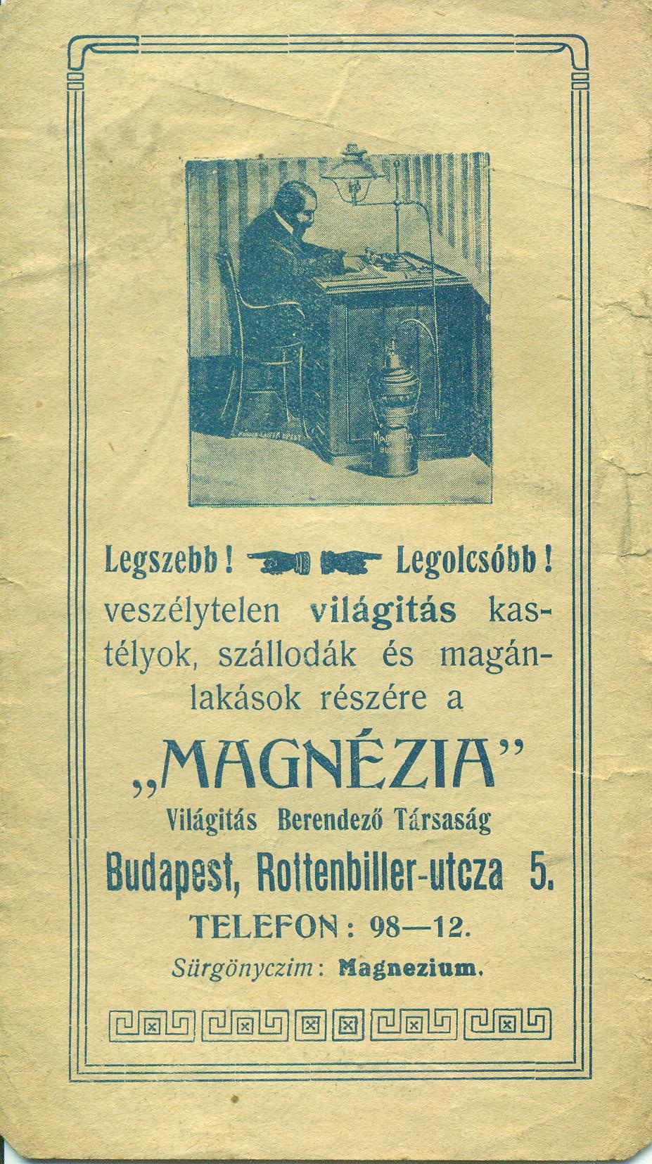 "MAGNÉZIA" Világítás Berendező Társaság (Magyar Kereskedelmi és Vendéglátóipari Múzeum CC BY-NC-SA)