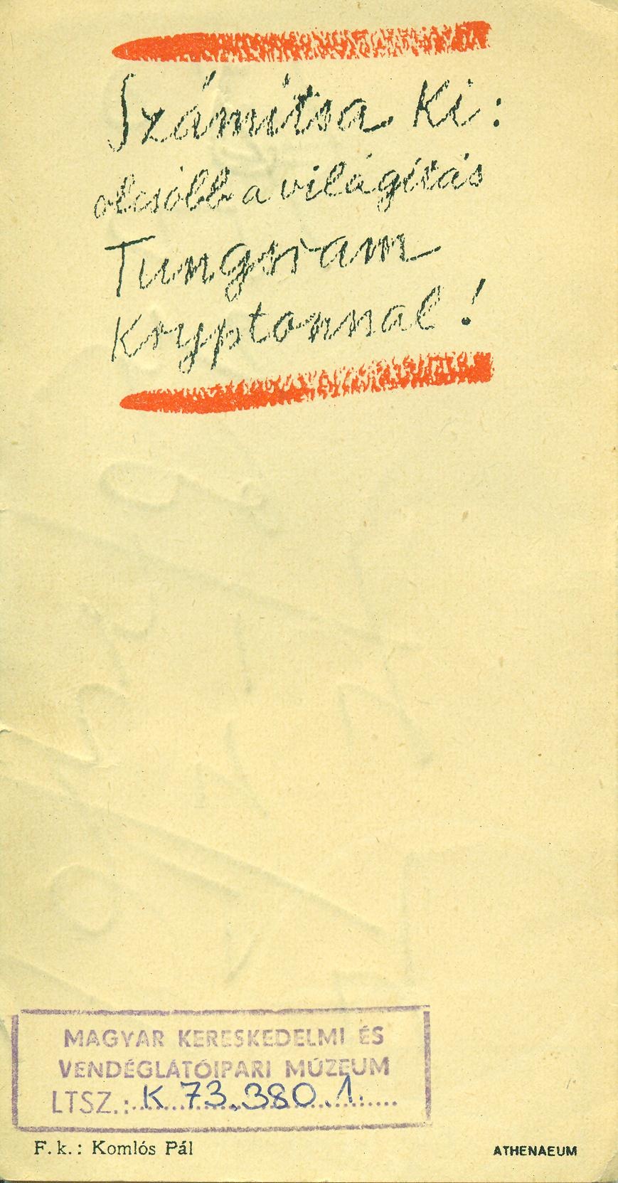 Tungsram Krypton (Magyar Kereskedelmi és Vendéglátóipari Múzeum CC BY-NC-SA)