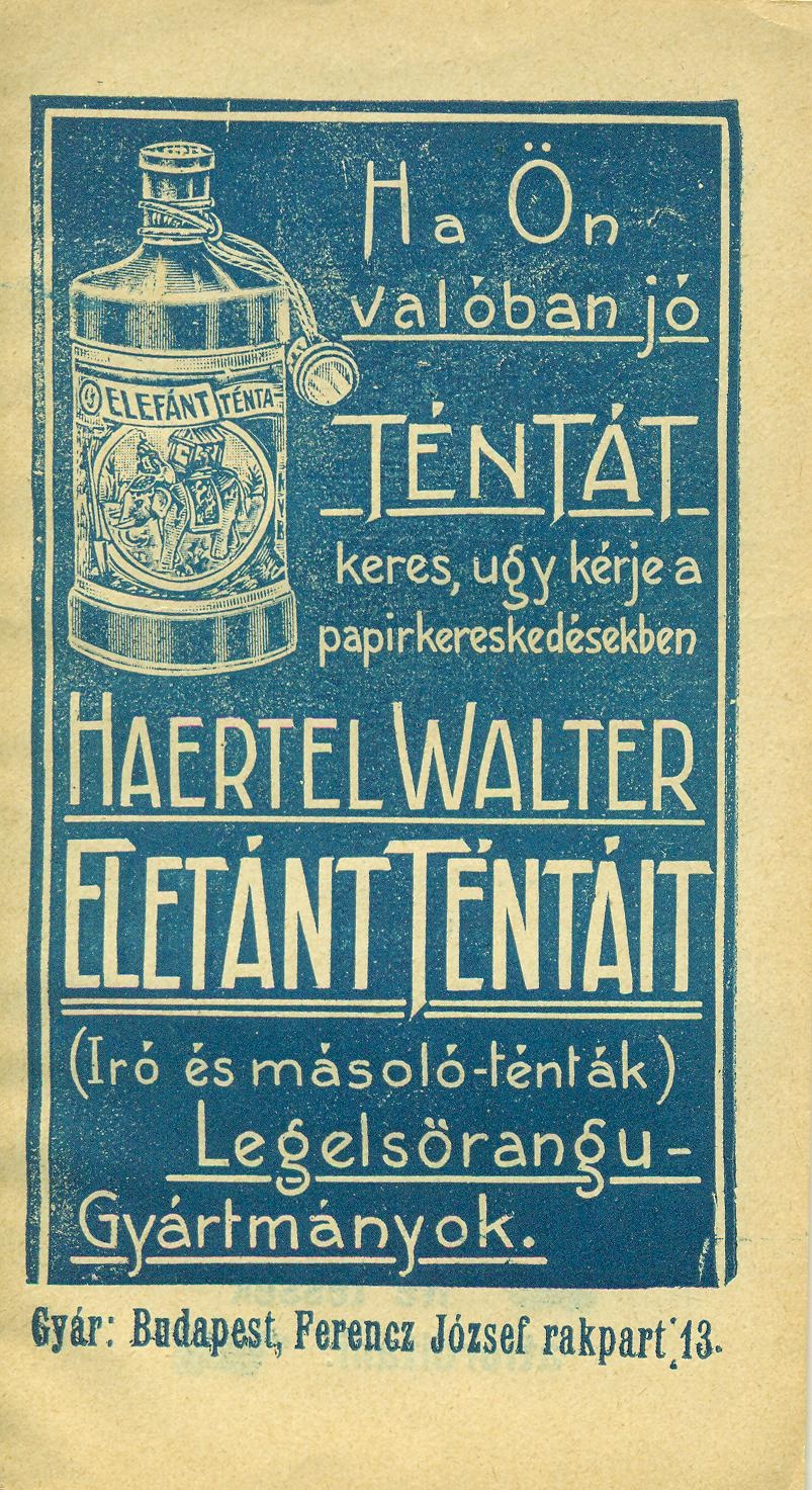 HAERTEL WALTER ELEFÁNT TÉNTÁI (író ás másoló ténták) (Magyar Kereskedelmi és Vendéglátóipari Múzeum CC BY-NC-SA)
