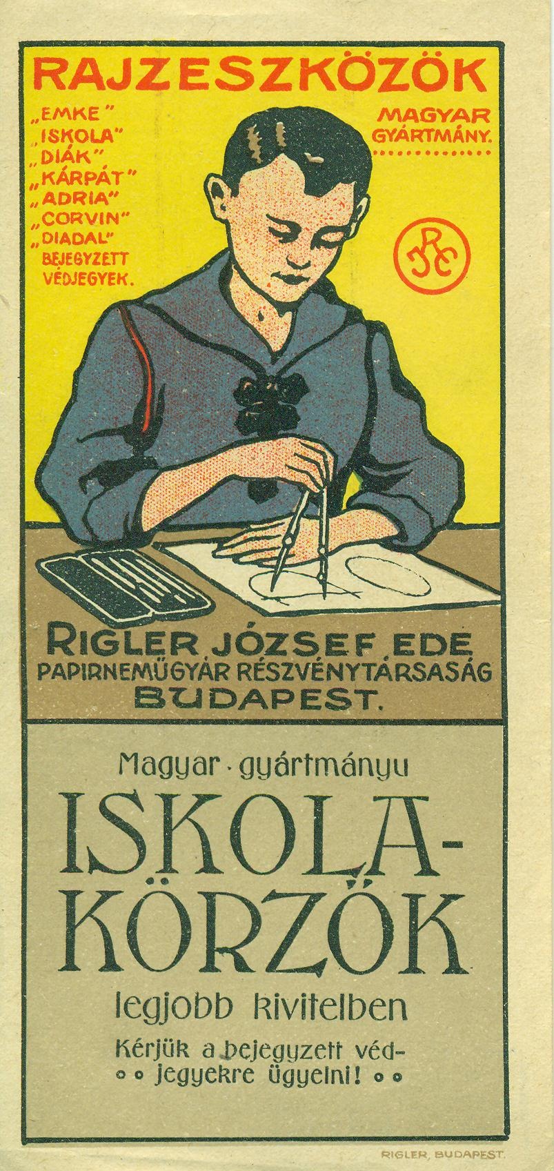 RIEGLER JÓZSEF EDE PAPÍRNEMŰGYÁR R.T.  BUDAPEST (Magyar Kereskedelmi és Vendéglátóipari Múzeum CC BY-NC-SA)