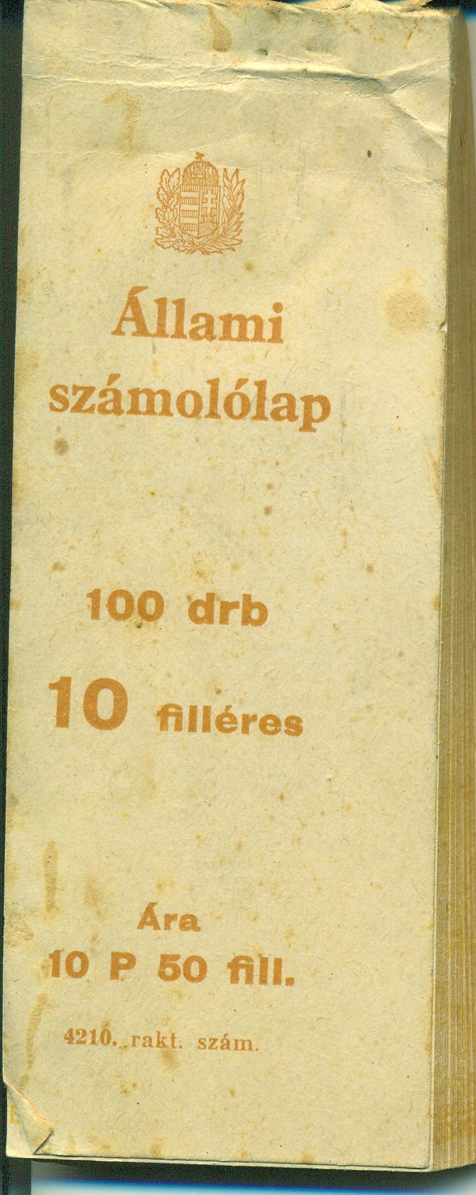 Állami számolólap 100 drb (Magyar Kereskedelmi és Vendéglátóipari Múzeum CC BY-NC-SA)