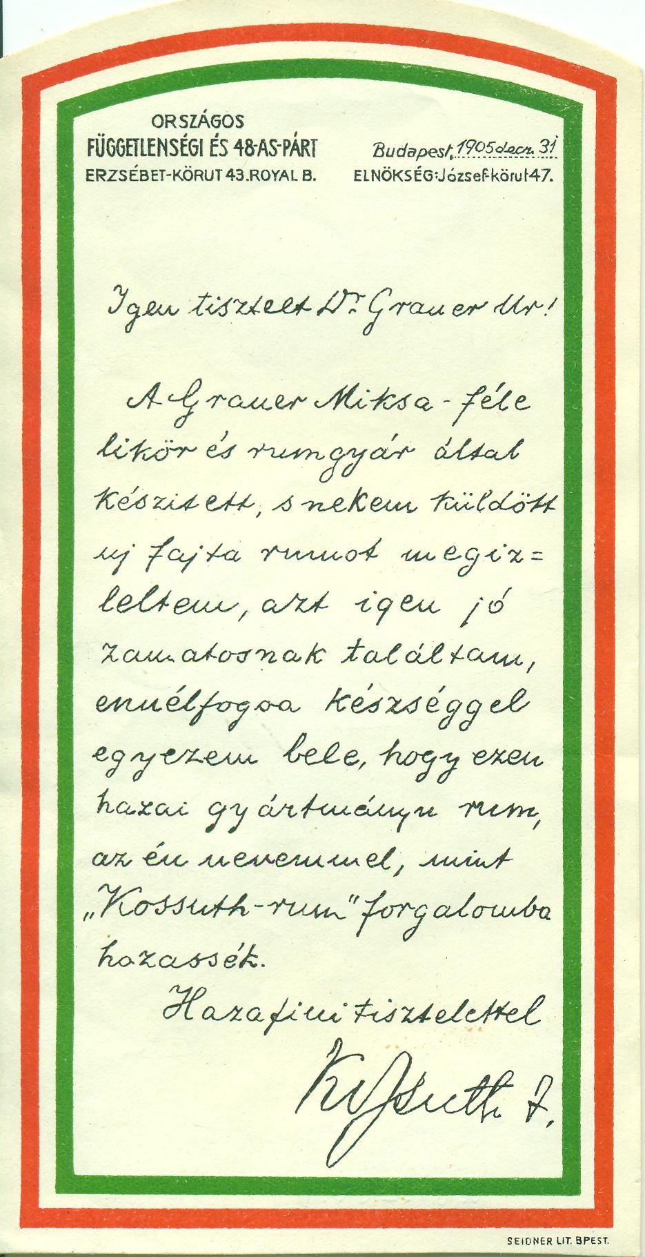 ORSZÁGOS FÜGGETLENSÉGI ÉS 48-AS PÁRT (Magyar Kereskedelmi és Vendéglátóipari Múzeum CC BY-NC-SA)