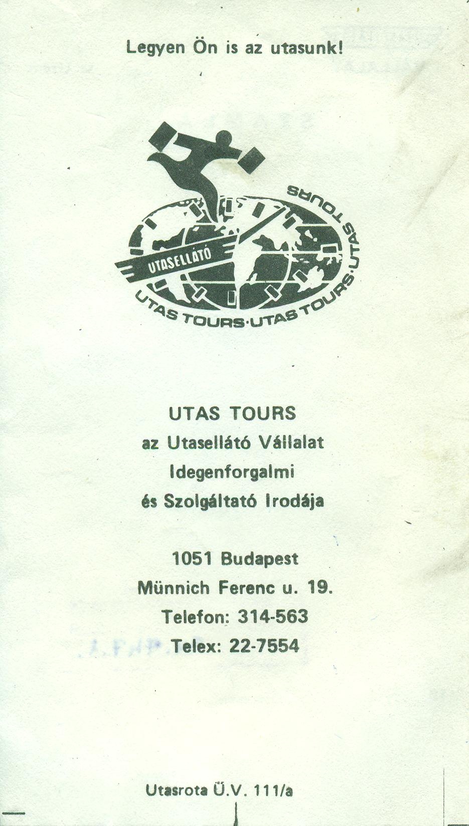 UTASELLÁTÓ VÁLLALAT / UTAS TOURS (Magyar Kereskedelmi és Vendéglátóipari Múzeum CC BY-NC-SA)
