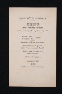 Grand Hotel Hungária menülapja