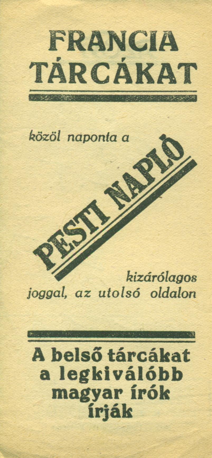 PESTI NAPLÓ/ AZ EST (Magyar Kereskedelmi és Vendéglátóipari Múzeum CC BY-NC-SA)
