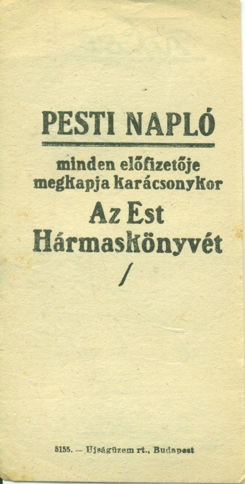 PESTI NAPLÓ / AZ EST (Magyar Kereskedelmi és Vendéglátóipari Múzeum CC BY-NC-SA)