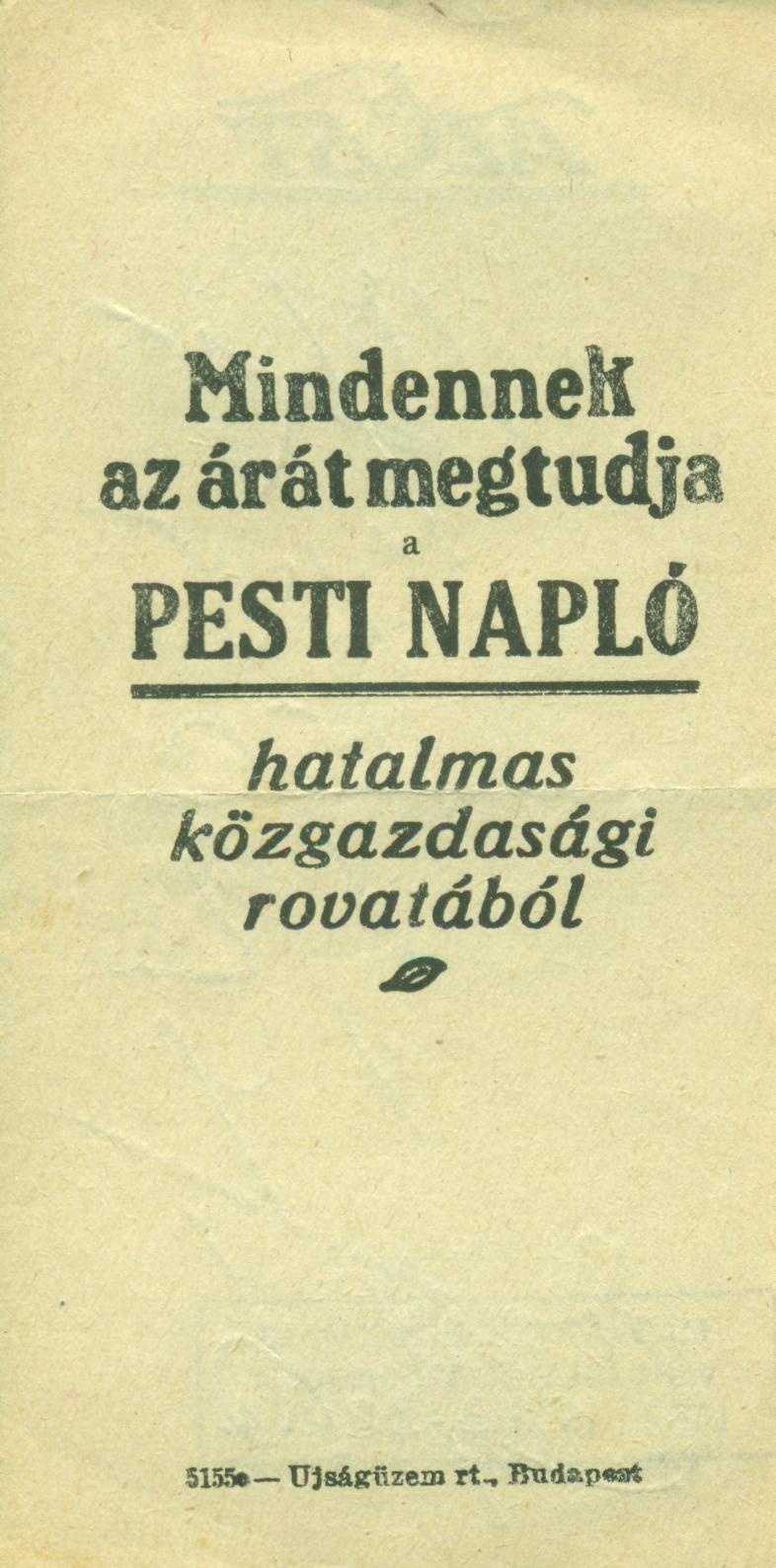 PESTI NAPLÓ /AZ EST (Magyar Kereskedelmi és Vendéglátóipari Múzeum CC BY-NC-SA)