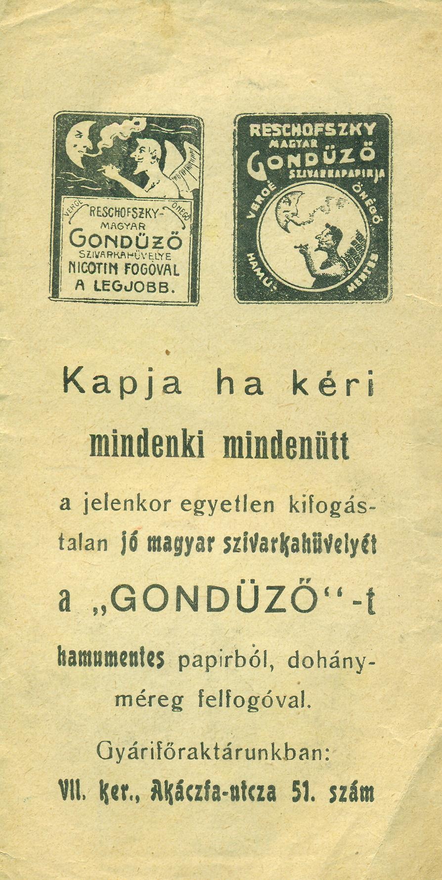 "GONDŰZŐ", magyar szivarkahüvely (Magyar Kereskedelmi és Vendéglátóipari Múzeum CC BY-NC-SA)
