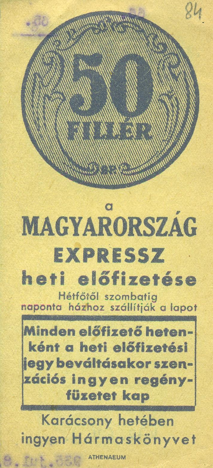 MAGYARORSZÁG EXPRESSZ (Magyar Kereskedelmi és Vendéglátóipari Múzeum CC BY-NC-SA)