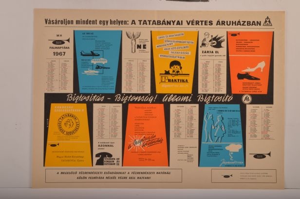 Plakát-naptár (Vértes Áruház) (Magyar Kereskedelmi és Vendéglátóipari Múzeum CC BY-NC-SA)
