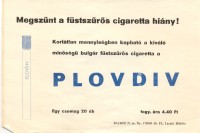 Plodviv cigaretta reklámlap