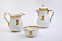 4 darabos porcelán kávéskészlet a Ferenc József készletből, Hüttl Tivadar porcelángyár