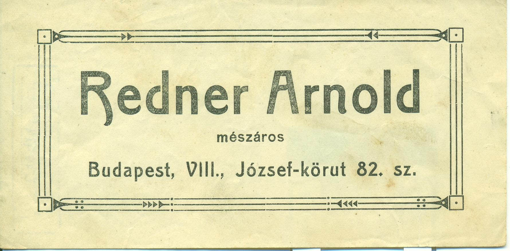 Redner Andor mészáros számolócédula (Magyar Kereskedelmi és Vendéglátóipari Múzeum CC BY-NC-SA)