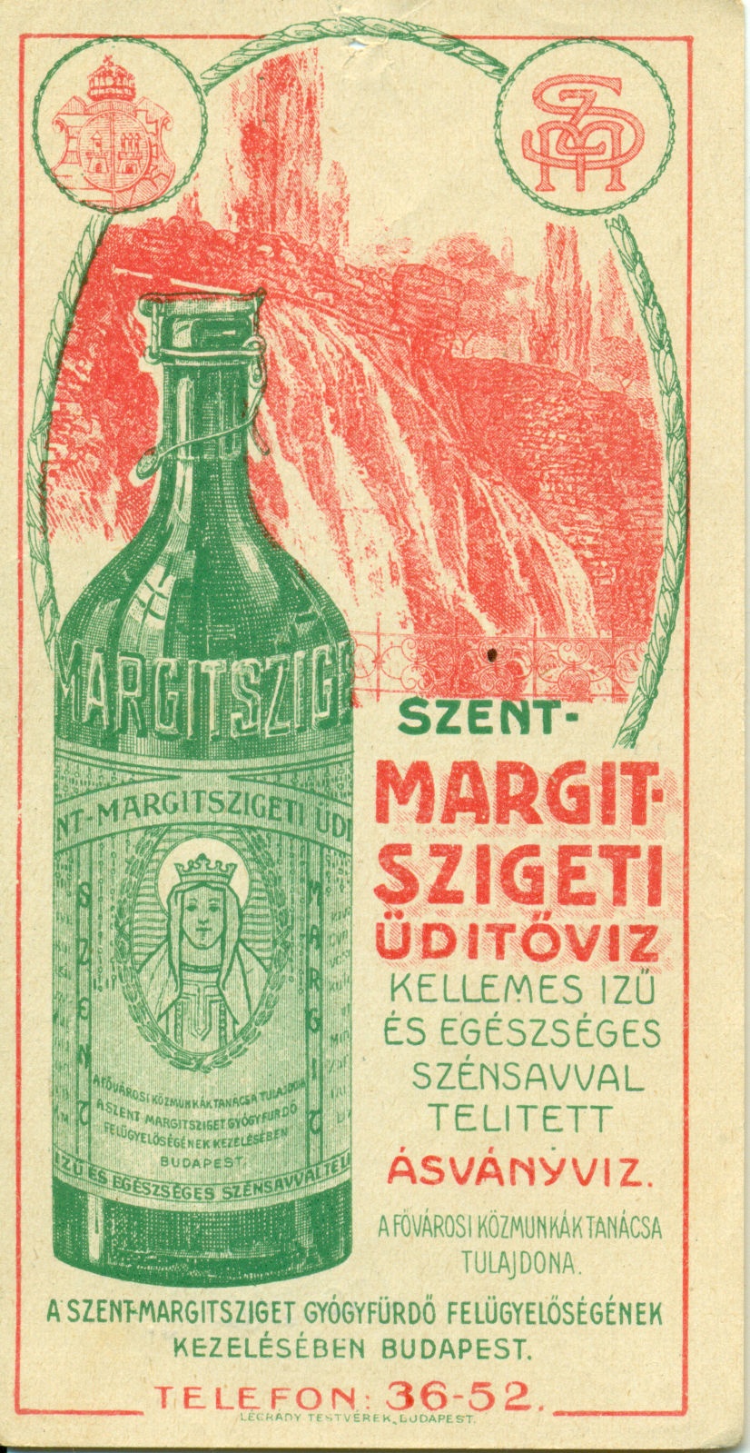Szent Margitszigeti Üdítővíz számolócédula (Magyar Kereskedelmi és Vendéglátóipari Múzeum CC BY-NC-SA)