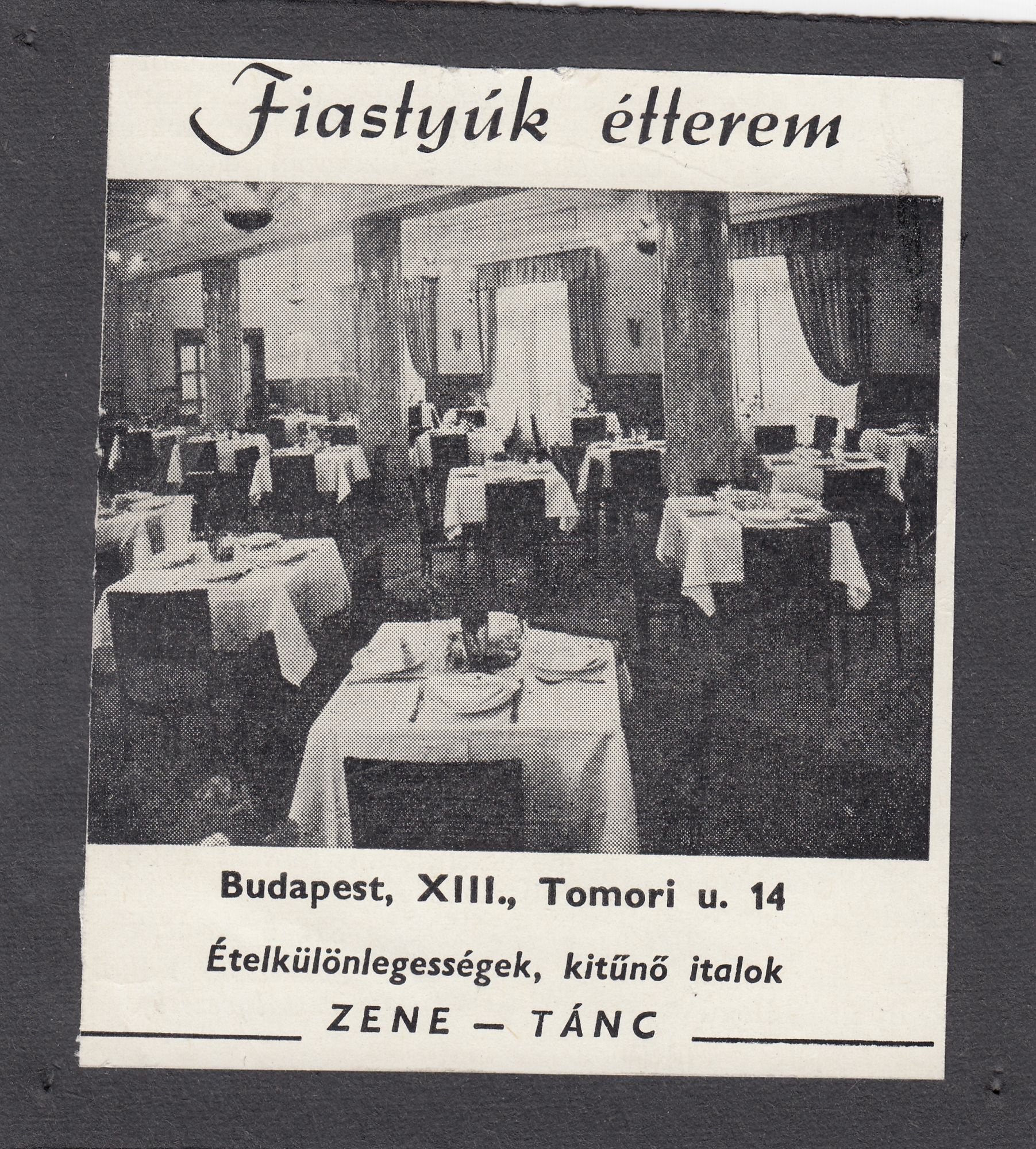 Fiastyúk étterem (Angyalföldi Helytörténeti Gyűjtemény CC BY-NC-SA)