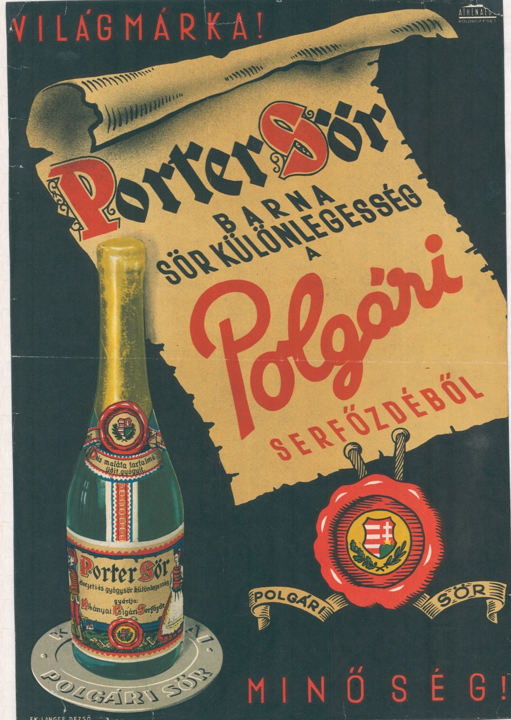 Kőbányai porter sör plakátja (Magyar Kereskedelmi és Vendéglátóipari Múzeum CC BY-NC-SA)