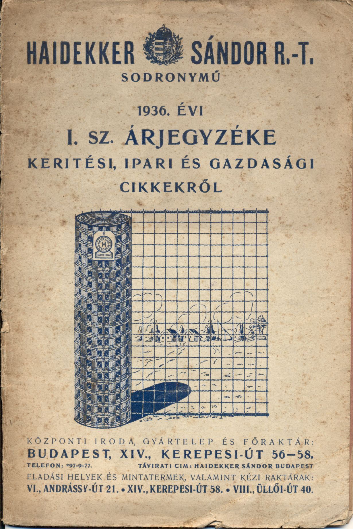 Haidekker árjegyzék (Magyar Kereskedelmi és Vendéglátóipari Múzeum CC BY-NC-SA)