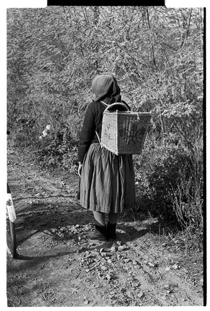 Öreg nő hátikosárral (MTA BTK Néprajztudományi Intézet CC BY-NC-SA)