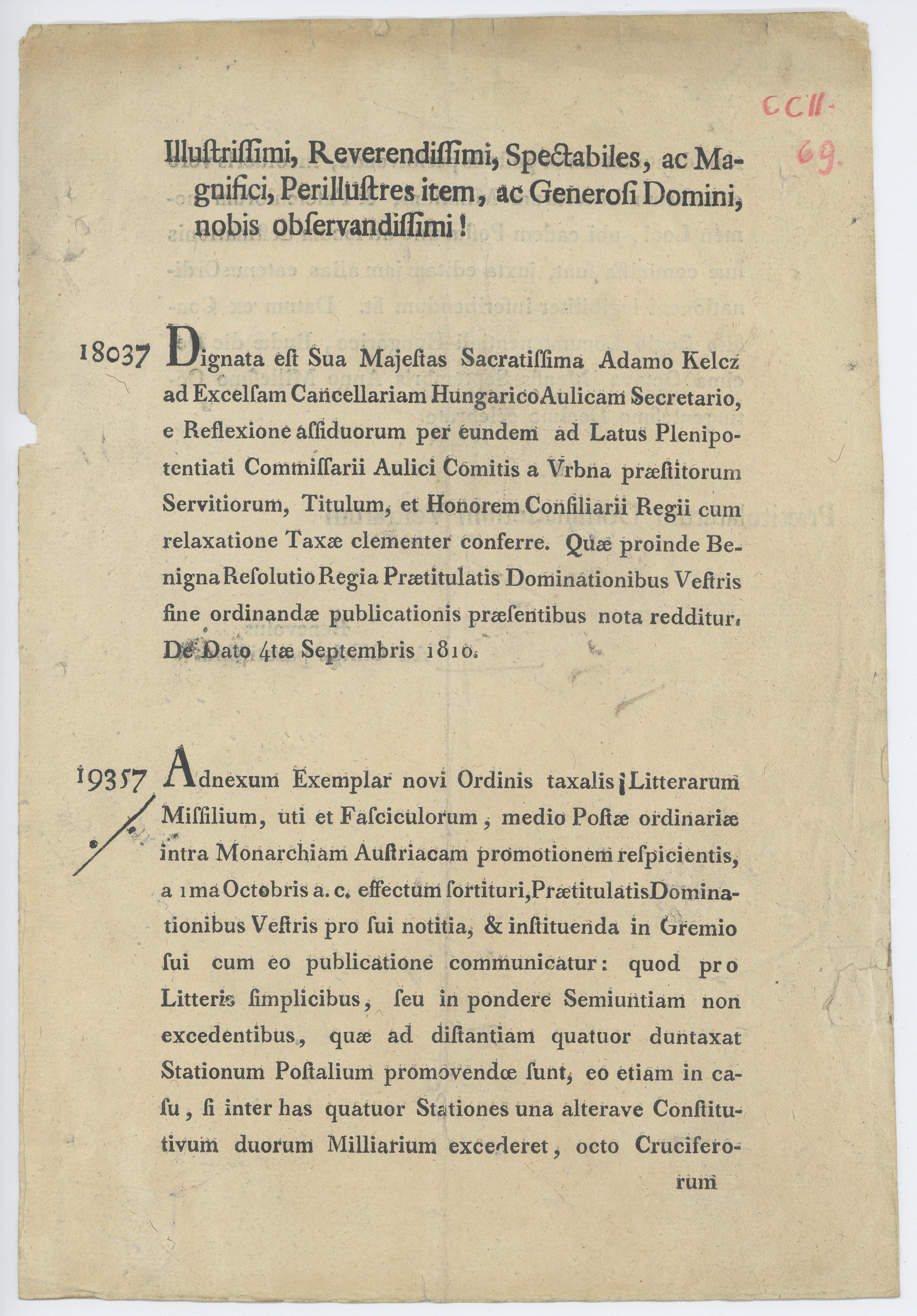 Királyi rendelet (Postamúzeum CC BY-NC-SA)