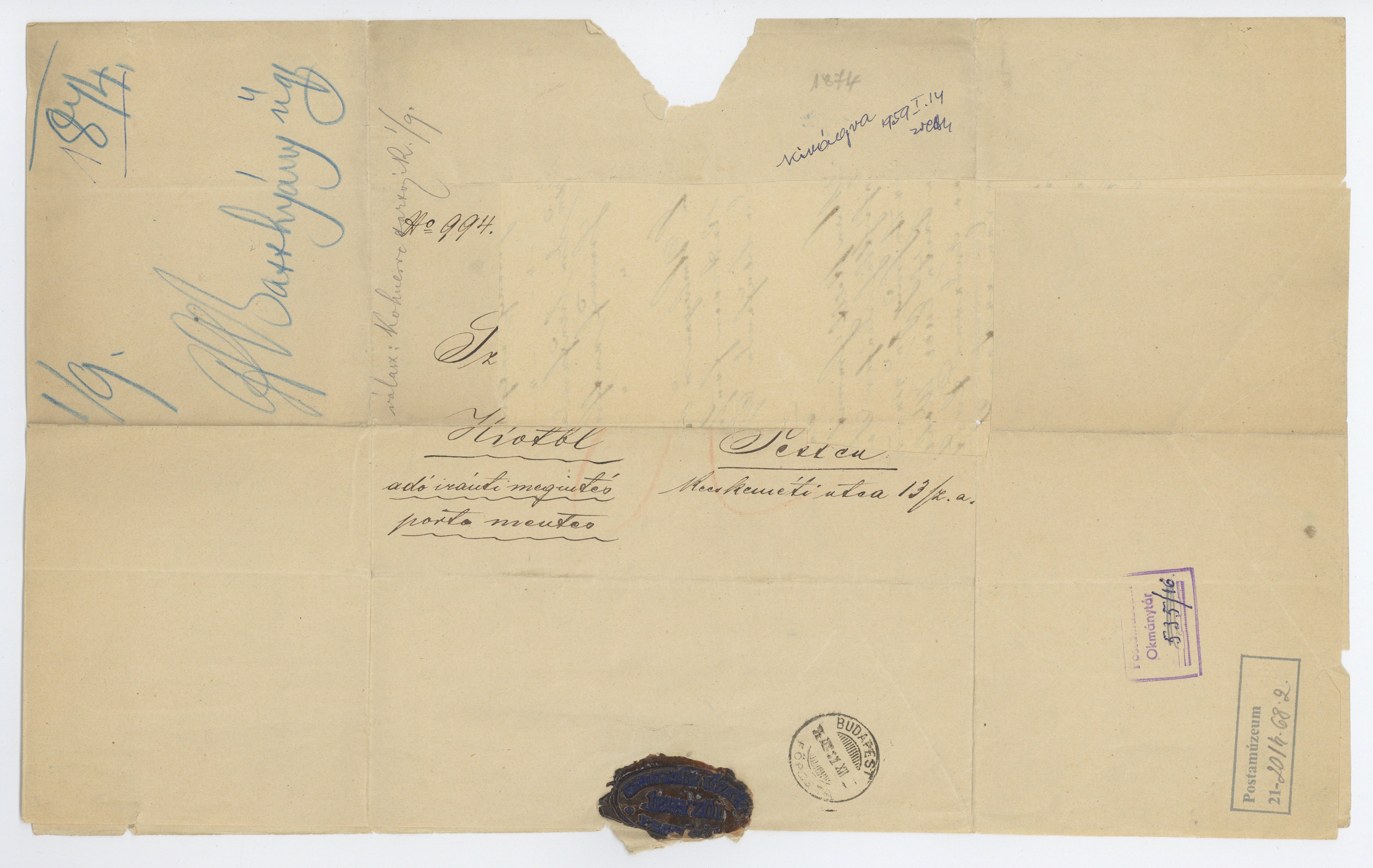 Viaszpecsétes levél (Postamúzeum CC BY-NC-SA)