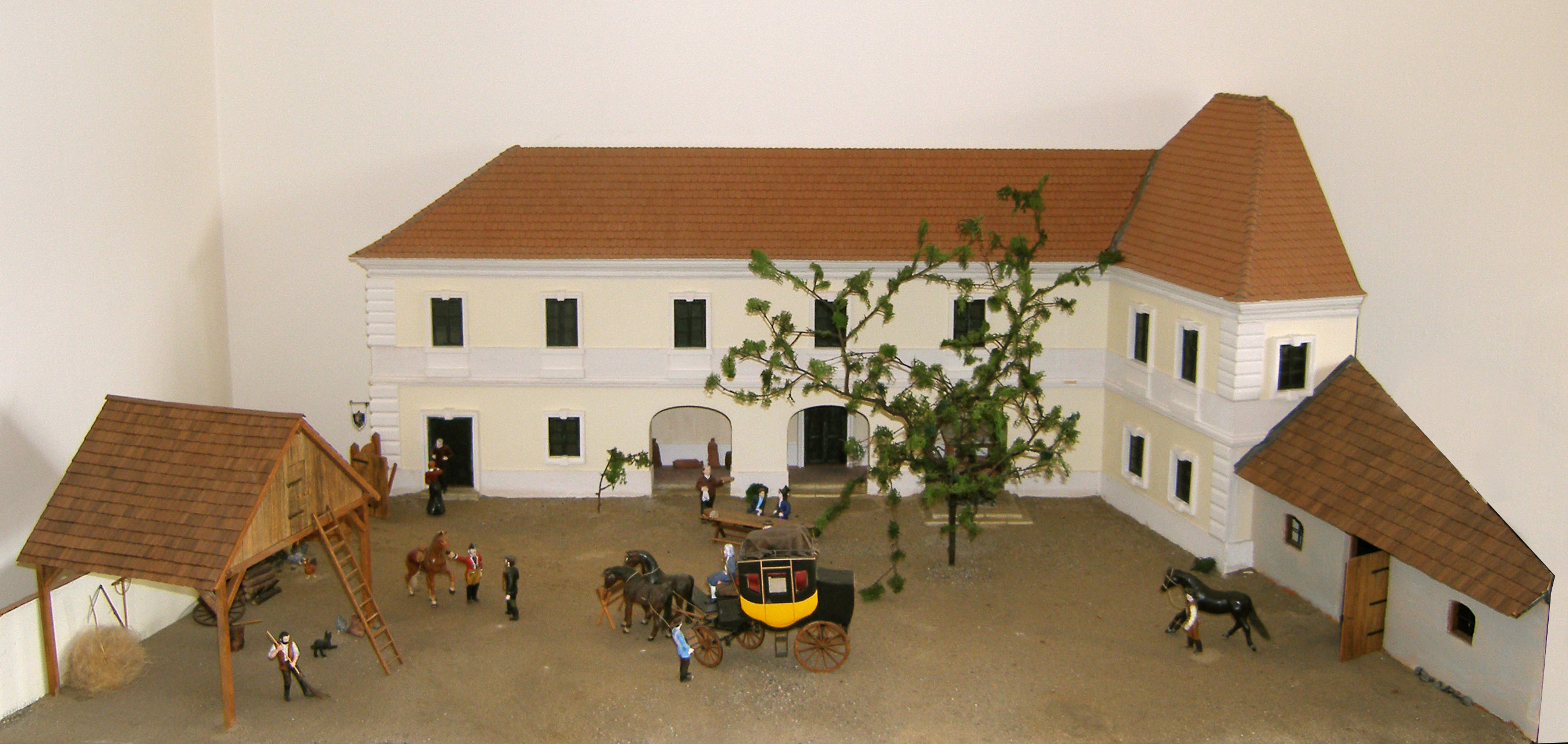 Terepmakett Köpcsény postaállomás és fogadó 1848-ban (Postamúzeum CC BY-NC-SA)