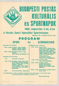Plakát - Budapesti Postás Kulturális és Sportnapok, 1988
