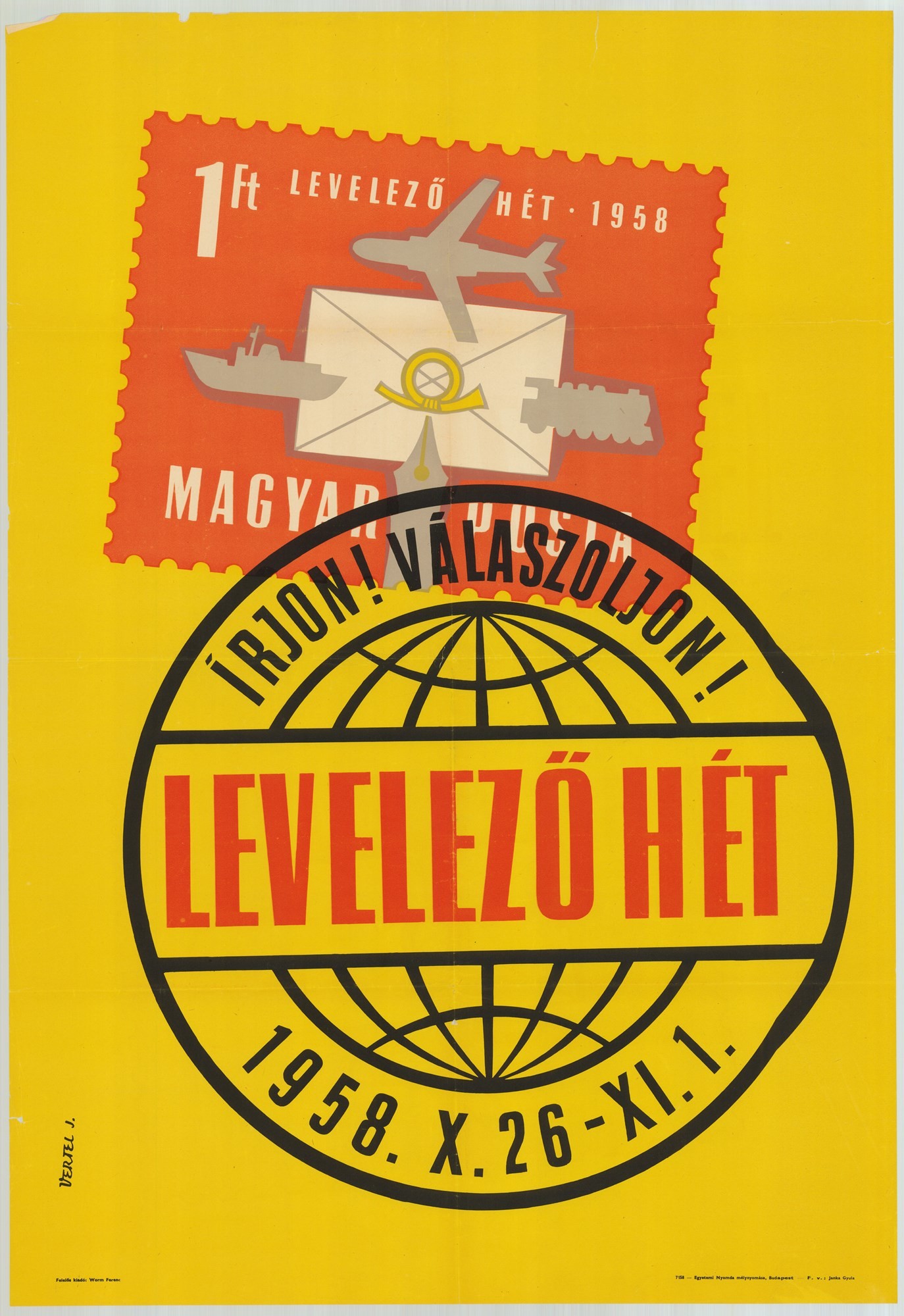 Levelező hét, 1958 - Plakát (Postamúzeum CC BY-NC-SA)