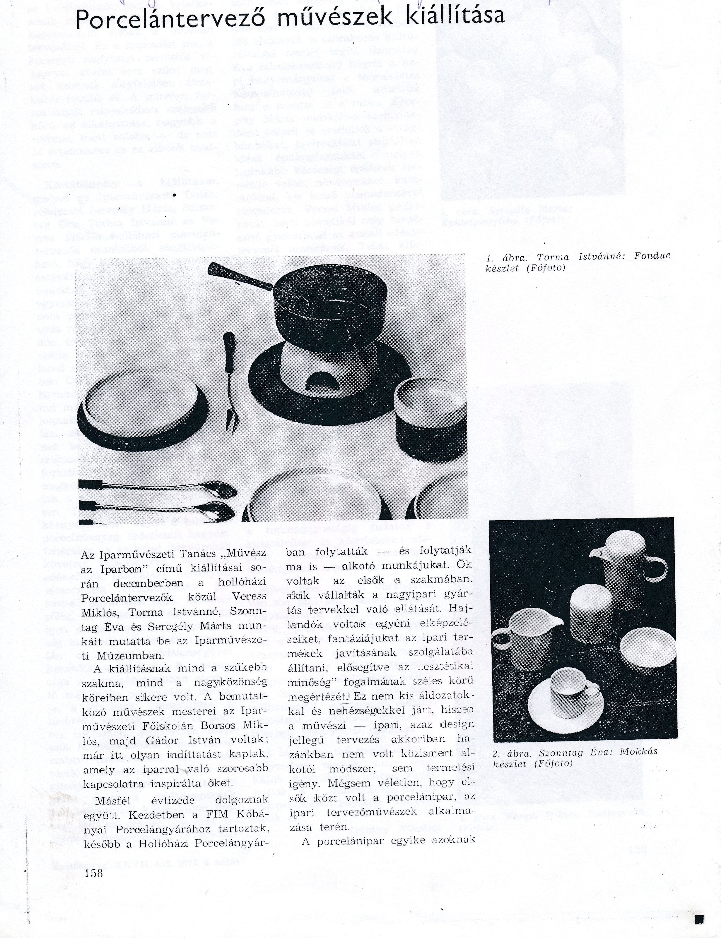 Porcelántervező művészek kiállítása cikk (Design DigiTár – Iparművészeti archívum CC BY-NC-SA)