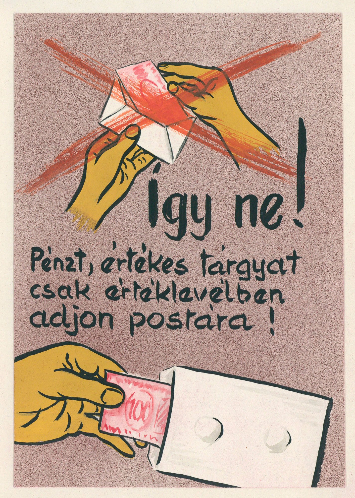 Postai szolgáltatást segítő plakát vagy kiadvány terve. (Postamúzeum CC BY-NC-SA)