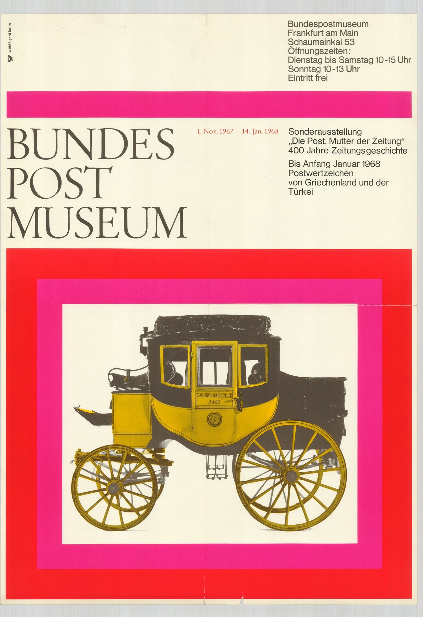 Grafikai plakát - Bundes Post Museum, 1967 (Postamúzeum CC BY-NC-SA)