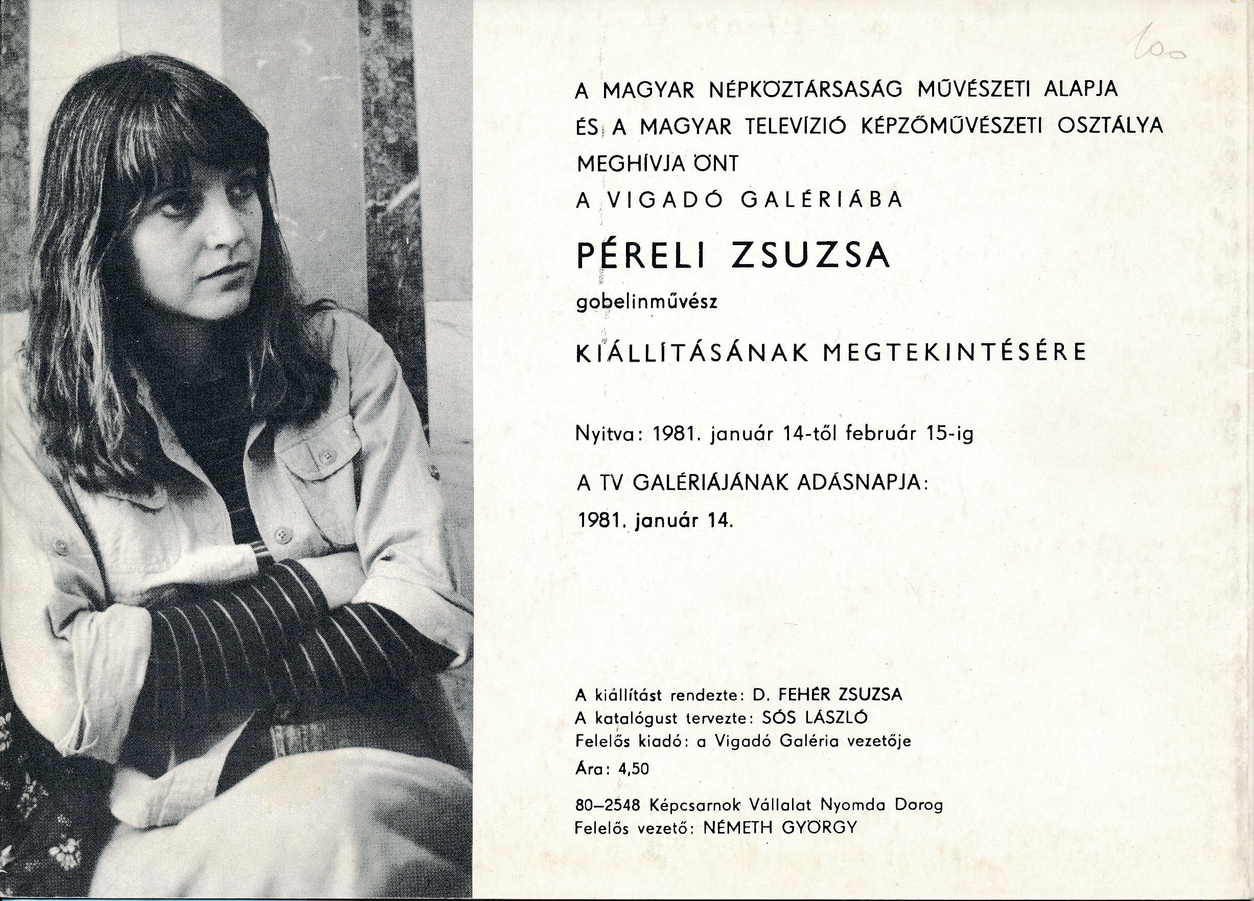 Péreli Zsuzsa gobelinművész kiállítása Vigadó Galéria 1981 (Design DigiTár – Iparművészeti archívum CC BY-NC-SA)
