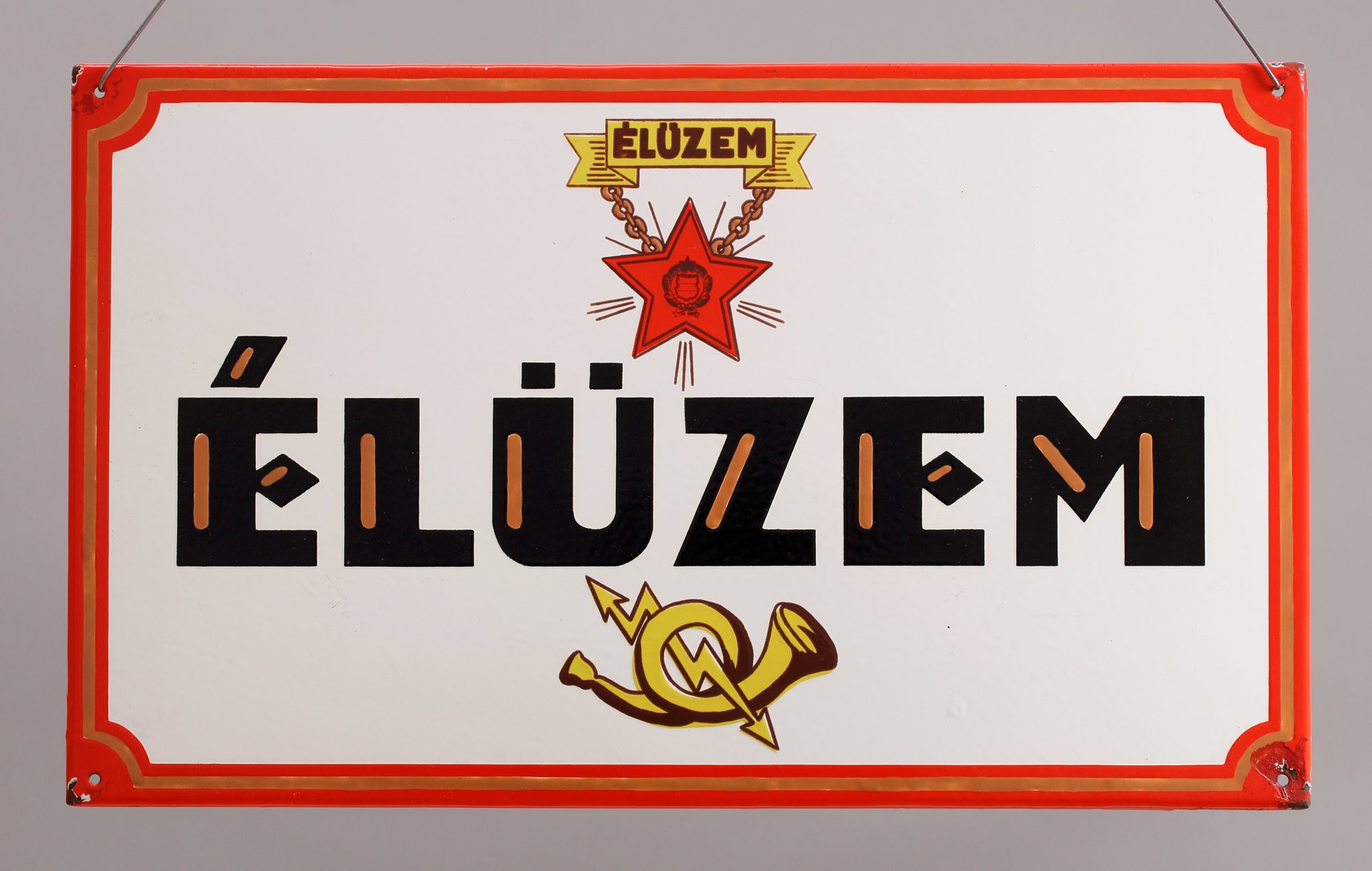 Címtábla "ÉLÜZEM" (Postamúzeum CC BY-NC-SA)