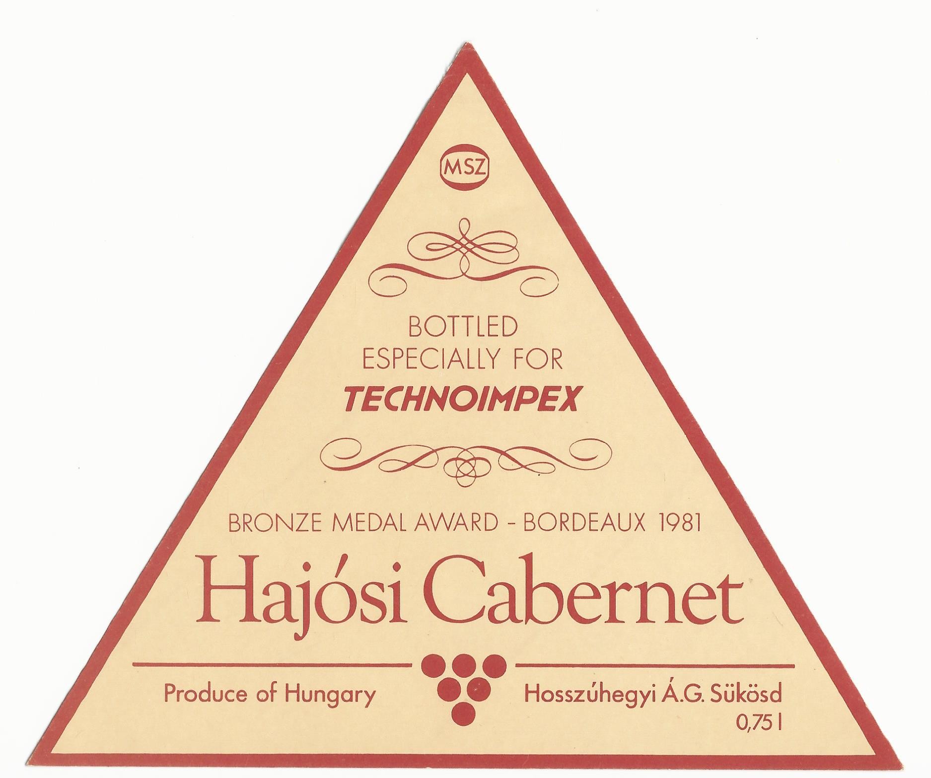 Hajósi cabernet (Magyar Kereskedelmi és Vendéglátóipari Múzeum CC BY-NC-SA)