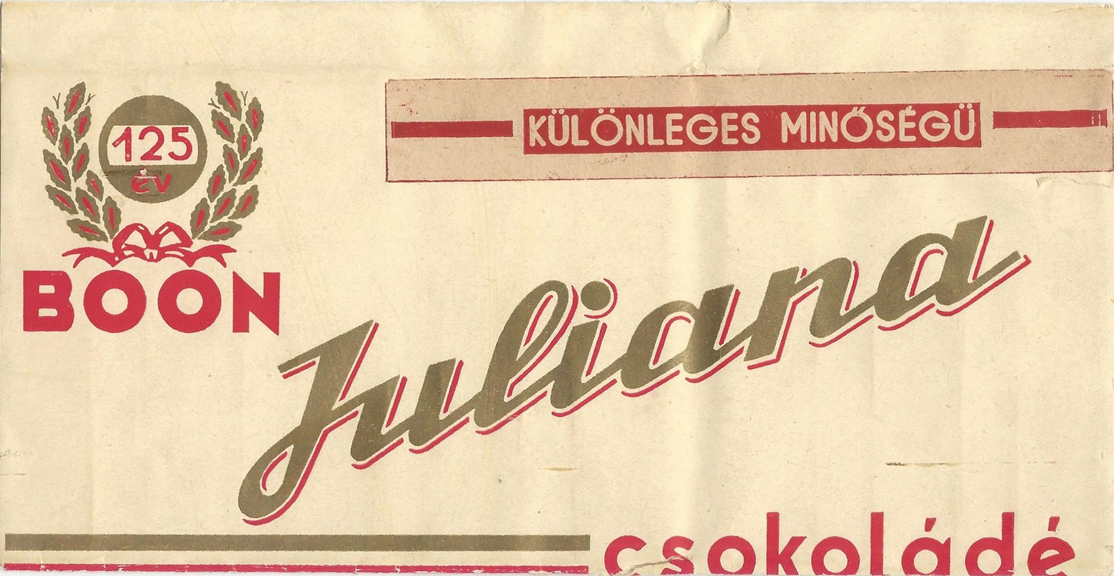 Boon, Julianna csokoládé, csomagolóanyag (Magyar Kereskedelmi és Vendéglátóipari Múzeum CC BY-NC-SA)