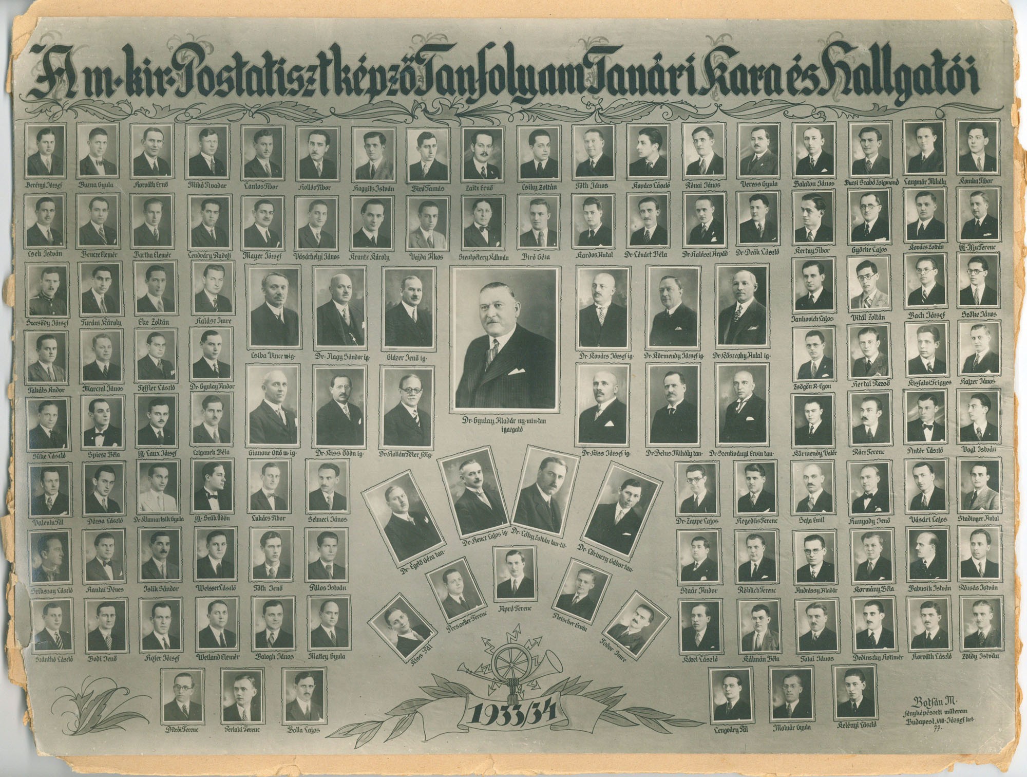 A m.kir.postatisztképző tanfolyam tanári kara és hallgatói (Postamúzeum CC BY-NC-SA)